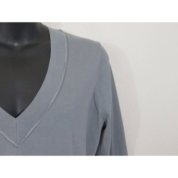 rag & bone size Medium Long Sleeve V Neck Top Gray Basic Casual - Picture 7 of 8